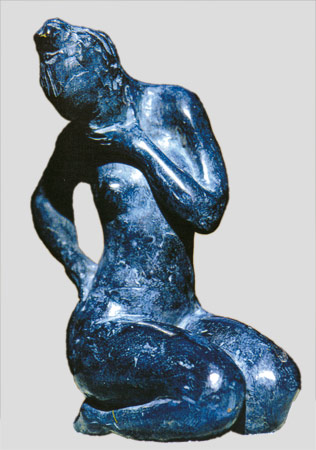 Robert Paquet, "Träumerin", blaue Skultpur