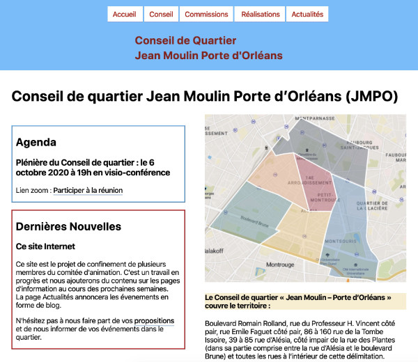 First version of the website  neighborhood council jmpo